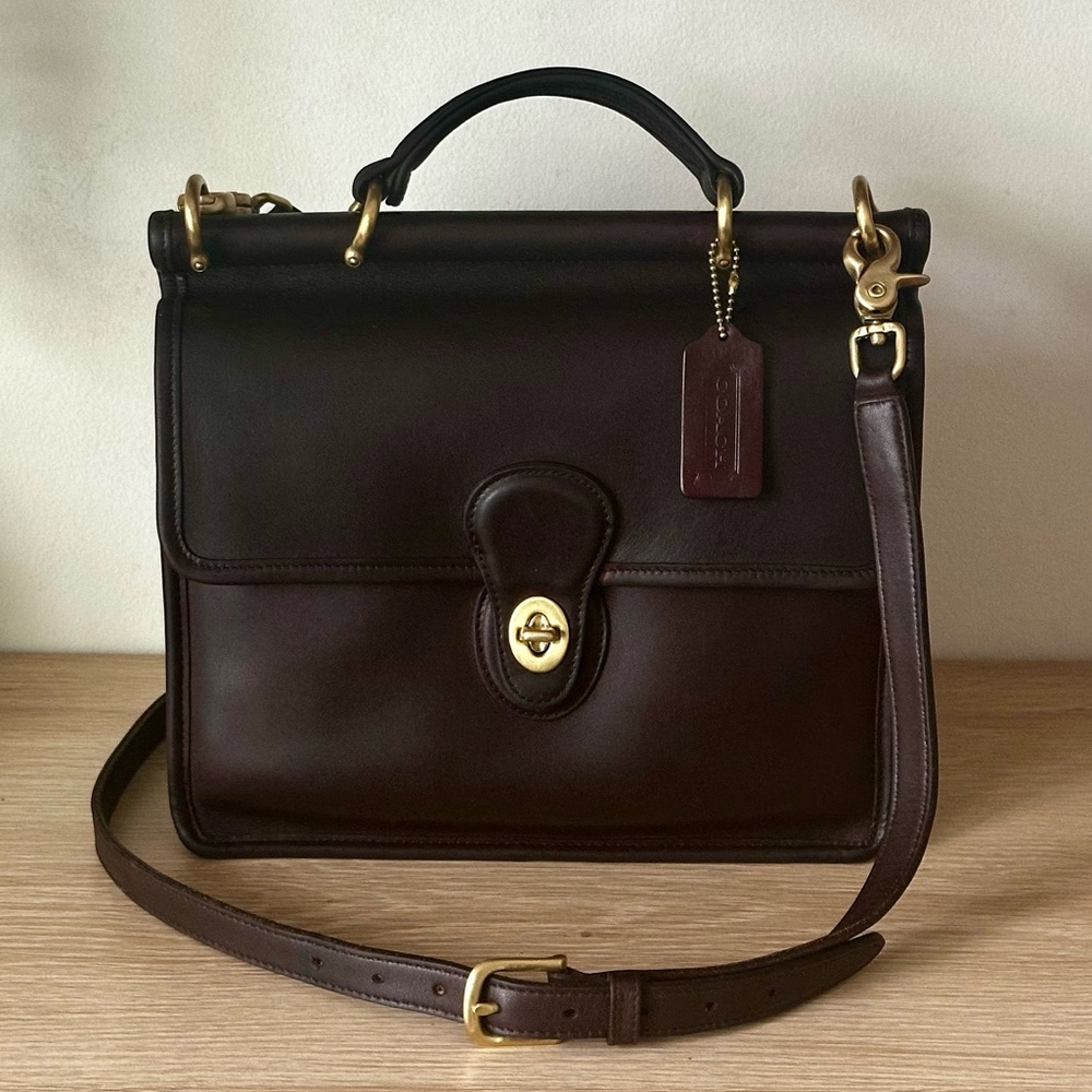 Vintage Coach Willis 9927 Brown Leather crossbody shoulder bag brass VTG RARE